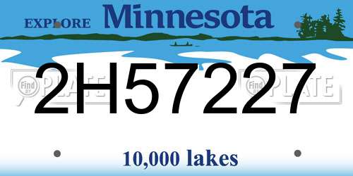 2H57227 Minnesota License Plate