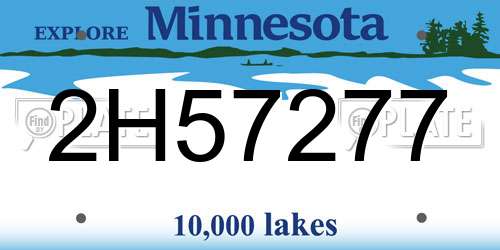 2H57277 Minnesota License Plate