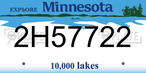 2H57722 Minnesota License Plate