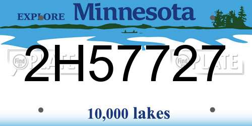 2H57727 Minnesota License Plate
