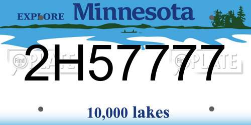 2H57777 Minnesota License Plate