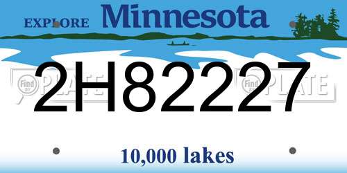2H82227 Minnesota License Plate