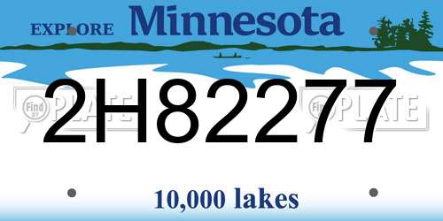 2H82277 Minnesota License Plate