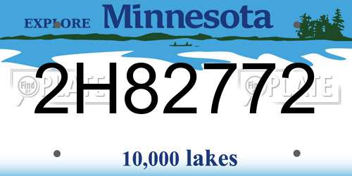 2H82772 Minnesota License Plate