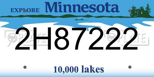 2H87222 Minnesota License Plate