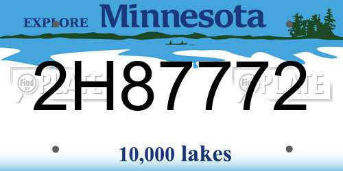 2H87772 Minnesota License Plate