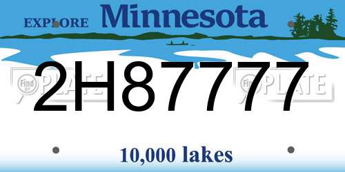 2H87777 Minnesota License Plate
