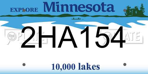 2HA154 Minnesota License Plate