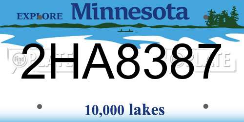 2HA8387 Minnesota License Plate
