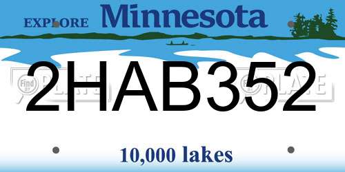 2HAB352 Minnesota License Plate