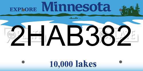 2HAB382 Minnesota License Plate