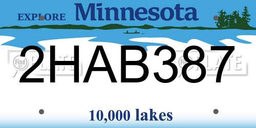 2HAB387 Minnesota License Plate