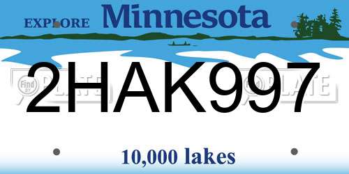 2HAK997 Minnesota License Plate