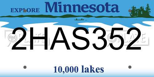 2HAS352 Minnesota License Plate