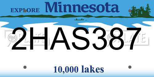 2HAS387 Minnesota License Plate