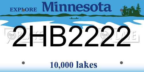 2HB2222 Minnesota License Plate