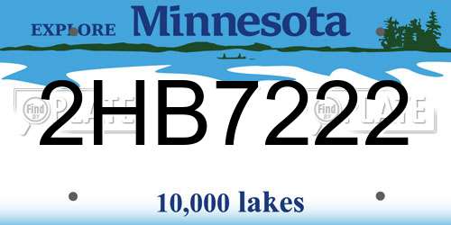 2HB7222 Minnesota License Plate