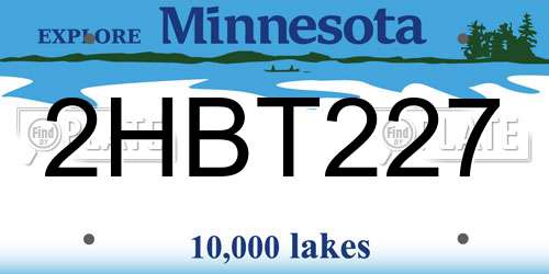 2HBT227 Minnesota License Plate