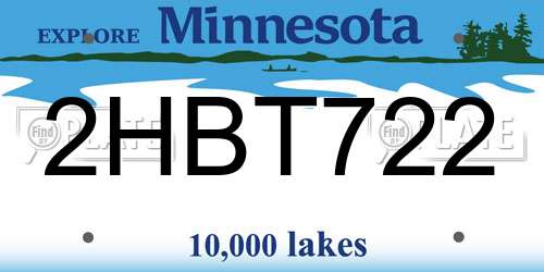 2HBT722 Minnesota License Plate