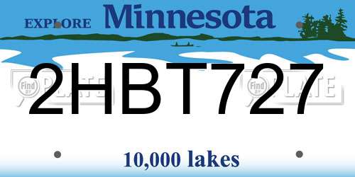 2HBT727 Minnesota License Plate