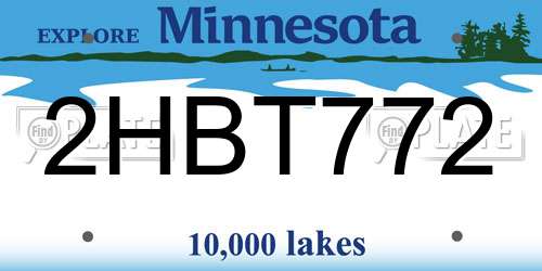 2HBT772 Minnesota License Plate