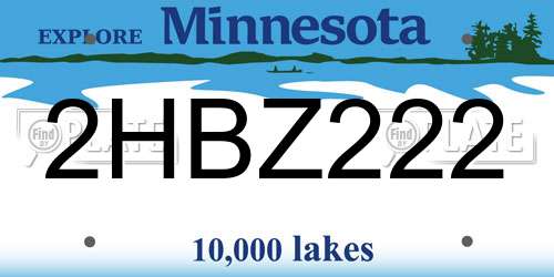 2HBZ222 Minnesota License Plate