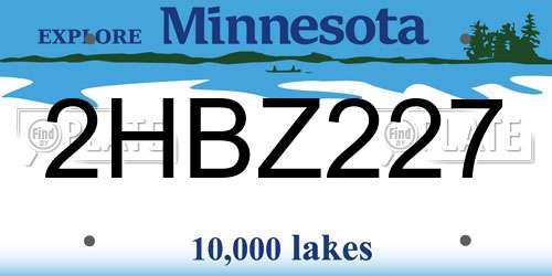 2HBZ227 Minnesota License Plate