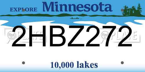 2HBZ272 Minnesota License Plate