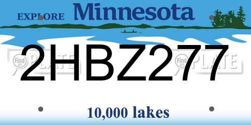 2HBZ277 Minnesota License Plate