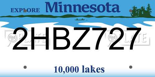 2HBZ727 Minnesota License Plate
