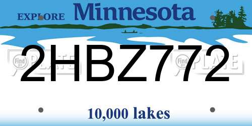 2HBZ772 Minnesota License Plate
