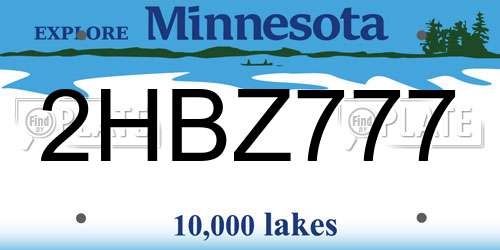 2HBZ777 Minnesota License Plate