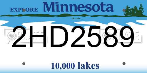 2HD2589 Minnesota License Plate