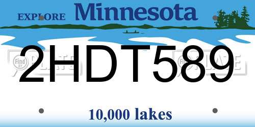 2HDT589 Minnesota License Plate