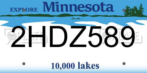 2HDZ589 Minnesota License Plate