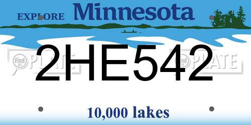 2HE542 Minnesota License Plate