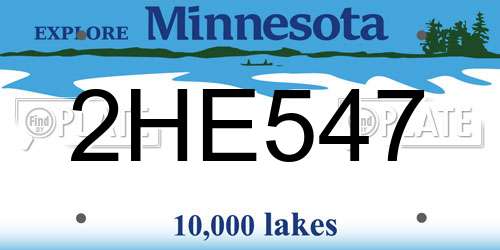 2HE547 Minnesota License Plate