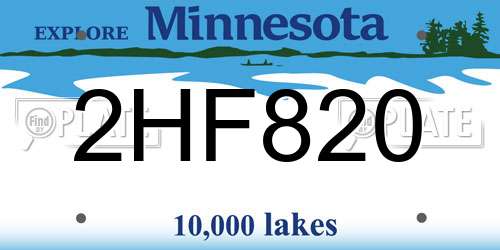 2HF820 Minnesota License Plate