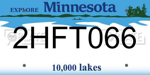 2HFT066 Minnesota License Plate