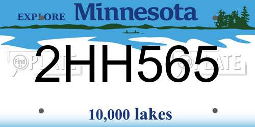 2HH565 Minnesota License Plate
