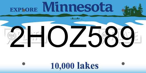 2HOZ589 Minnesota License Plate