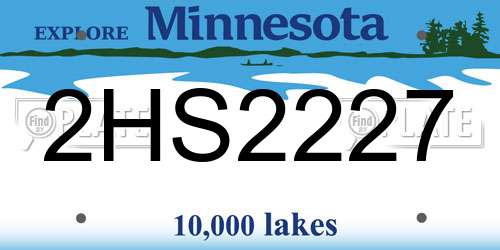2HS2227 Minnesota License Plate