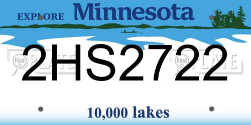 2HS2722 Minnesota License Plate