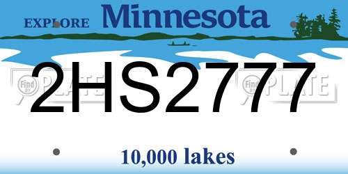2HS2777 Minnesota License Plate