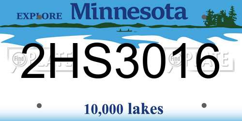2HS3016 Minnesota License Plate