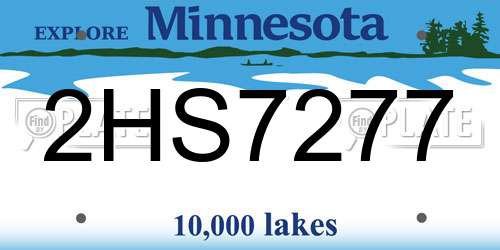 2HS7277 Minnesota License Plate