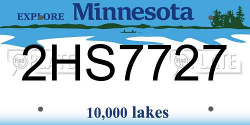 2HS7727 Minnesota License Plate