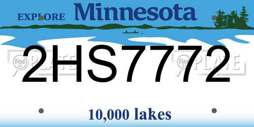 2HS7772 Minnesota License Plate