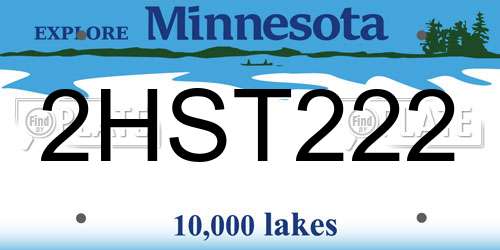 2HST222 Minnesota License Plate