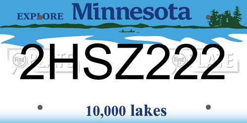 2HSZ222 Minnesota License Plate